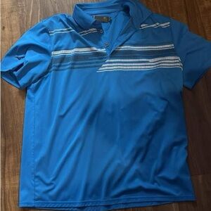 Mizuno Bright Blue Polo with White and Navy Stripe Accents